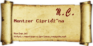 Mentzer Cipriána névjegykártya